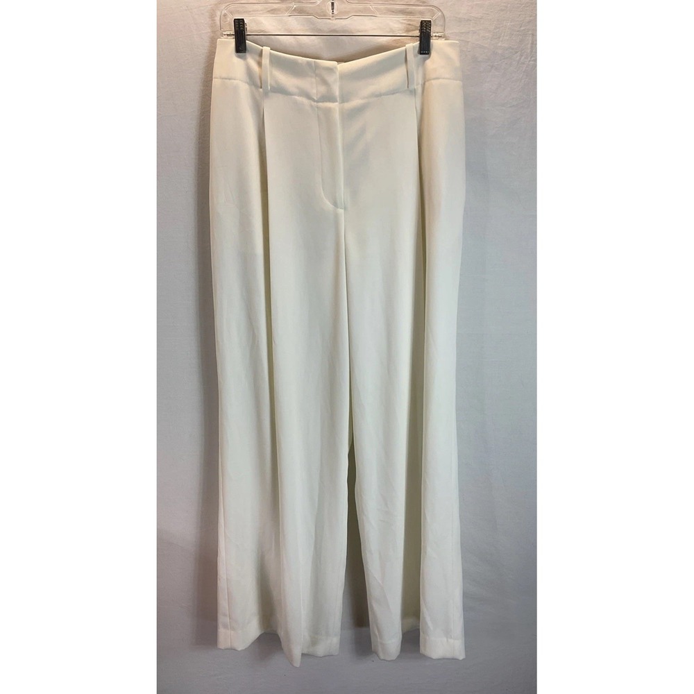 REISS Wide Leg Tailored Trousers Pants Ivory Size 8 quiet luxury Classy designer
